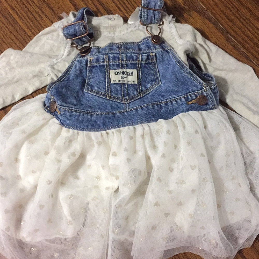 OshKosk B’Gosh overall dress and onesie set